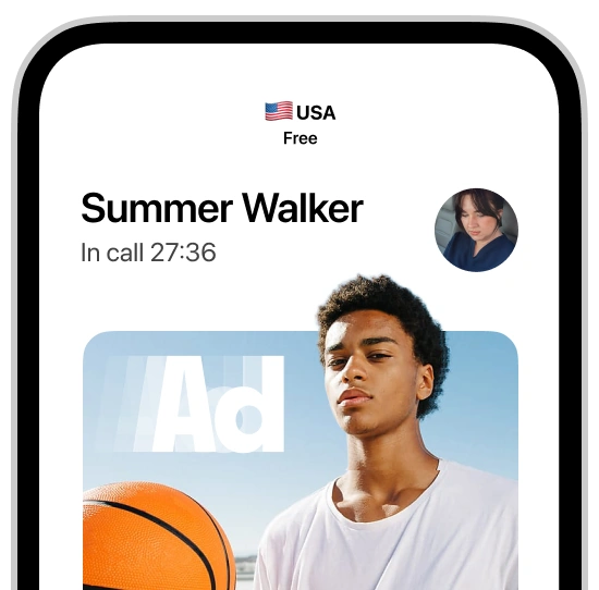 Calling screen with ads